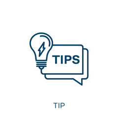 Poster - tip icon. Thin linear tip outline icon isolated on white background. Line vector tip sign, symbol for web and mobile.
