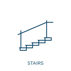 Poster - stairs icon. Thin linear stairs outline icon isolated on white background. Line vector stairs sign, symbol for web and mobile.