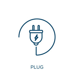 Poster - plug icon. Thin linear plug outline icon isolated on white background. Line vector plug sign, symbol for web and mobile.
