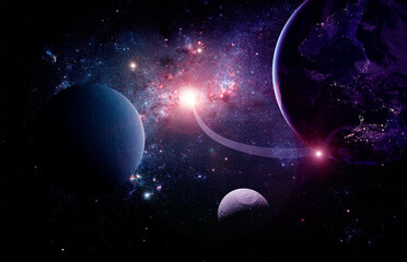 Wall Mural - planets and galaxy in outer space. elements of this image furnished by nasa