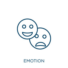 Poster - emotion icon. Thin linear emotion outline icon isolated on white background. Line vector emotion sign, symbol for web and mobile.