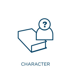 Poster - character icon. Thin linear character outline icon isolated on white background. Line vector character sign, symbol for web and mobile.