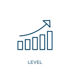 Poster - level icon. Thin linear level outline icon isolated on white background. Line vector level sign, symbol for web and mobile.