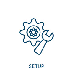 Poster - setup icon. Thin linear setup outline icon isolated on white background. Line vector setup sign, symbol for web and mobile.