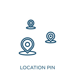 Poster - location pin icon. Thin linear location pin outline icon isolated on white background. Line vector location pin sign, symbol for web and mobile.