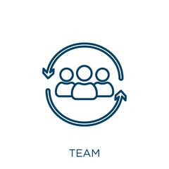 Poster - team icon. Thin linear team outline icon isolated on white background. Line vector team sign, symbol for web and mobile.