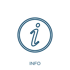 Poster - info icon. Thin linear info outline icon isolated on white background. Line vector info sign, symbol for web and mobile.
