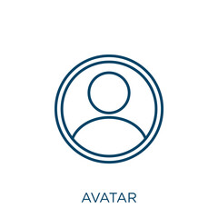 Poster - avatar icon. Thin linear avatar outline icon isolated on white background. Line vector avatar sign, symbol for web and mobile.