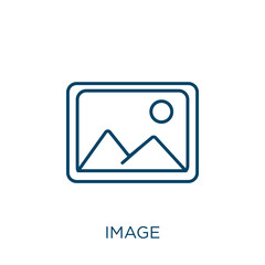Poster - image icon. Thin linear image outline icon isolated on white background. Line vector image sign, symbol for web and mobile.