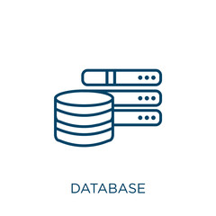 Poster - database icon. thin linear database outline icon isolated on white background. line vector database 