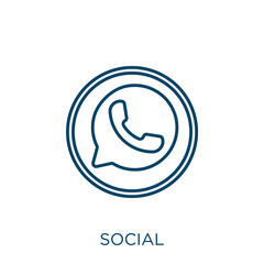 Poster - social icon. Thin linear social outline icon isolated on white background. Line vector social sign, symbol for web and mobile.