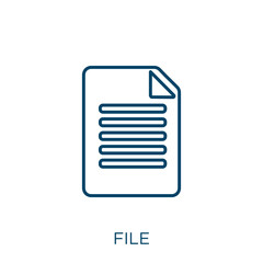 Poster - file icon. thin linear file outline icon isolated on white background. line vector file sign, symbol