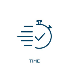 Poster - time icon. Thin linear time outline icon isolated on white background. Line vector time sign, symbol for web and mobile.