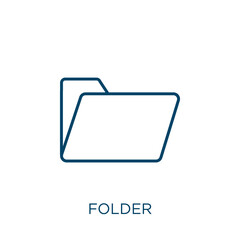 Poster - folder icon. Thin linear folder outline icon isolated on white background. Line vector folder sign, symbol for web and mobile.