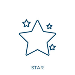 Poster - star icon. Thin linear star outline icon isolated on white background. Line vector star sign, symbol for web and mobile.