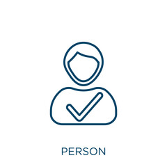 Poster - person icon. Thin linear person outline icon isolated on white background. Line vector person sign, symbol for web and mobile.