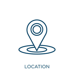 Poster - location icon. Thin linear location outline icon isolated on white background. Line vector location sign, symbol for web and mobile.