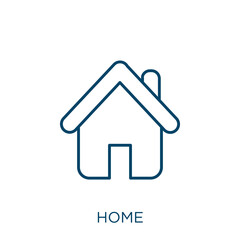 Poster - home icon. Thin linear home outline icon isolated on white background. Line vector home sign, symbol for web and mobile.