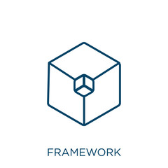 Poster - framework icon. Thin linear framework outline icon isolated on white background. Line vector framework sign, symbol for web and mobile.