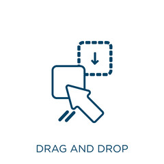 Aufkleber - drag and drop icon. Thin linear drag and drop outline icon isolated on white background. Line vector drag and drop sign, symbol for web and mobile.