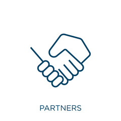 Poster - partners icon. Thin linear partners outline icon isolated on white background. Line vector partners sign, symbol for web and mobile.