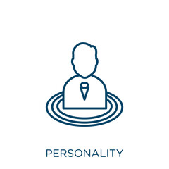 Poster - personality icon. Thin linear personality outline icon isolated on white background. Line vector personality sign, symbol for web and mobile.