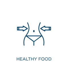 Poster - healthy food icon. Thin linear healthy food outline icon isolated on white background. Line vector healthy food sign, symbol for web and mobile.