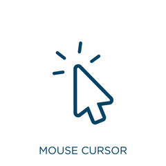 Poster - mouse cursor icon. thin linear mouse cursor outline icon isolated on white background. line vector m
