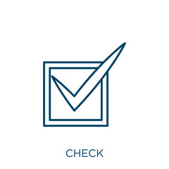 Poster - green check icon. Thin linear green check outline icon isolated on white background. Line vector green check sign, symbol for web and mobile.