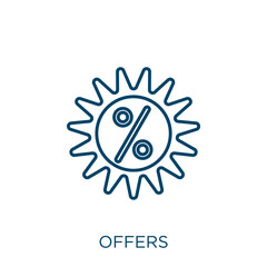Poster - offers icon. Thin linear offers outline icon isolated on white background. Line vector offers sign, symbol for web and mobile.