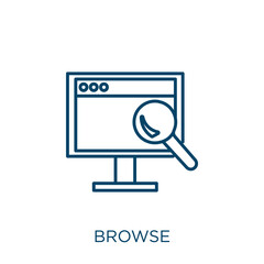 Poster - browse icon. Thin linear browse outline icon isolated on white background. Line vector browse sign, symbol for web and mobile.