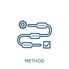 Poster - method icon. Thin linear method outline icon isolated on white background. Line vector method sign, symbol for web and mobile.