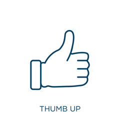 Poster - thumb up icon. thin linear thumb up outline icon isolated on white background. line vector thumb up 