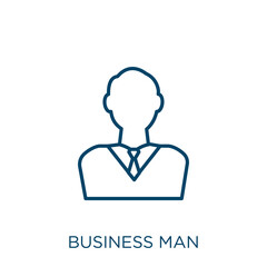 Poster - business man icon. Thin linear business man outline icon isolated on white background. Line vector business man sign, symbol for web and mobile.