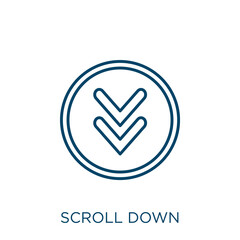 Poster - scroll down icon. thin linear scroll down outline icon isolated on white background. line vector scr