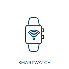 Poster - smartwatch icon. thin linear smartwatch outline icon isolated on white background. line vector smart