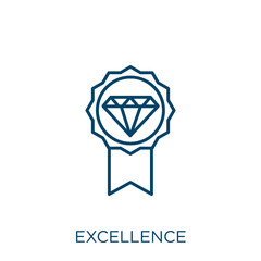 Poster - excellence icon. Thin linear excellence outline icon isolated on white background. Line vector excellence sign, symbol for web and mobile.