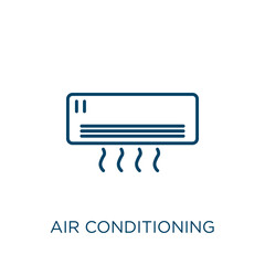 Poster - air conditioning icon. Thin linear air conditioning outline icon isolated on white background. Line vector air conditioning sign, symbol for web and mobile.