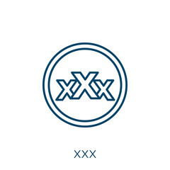 Poster - xxx icon. thin linear xxx outline icon isolated on white background. line vector xxx sign, symbol fo