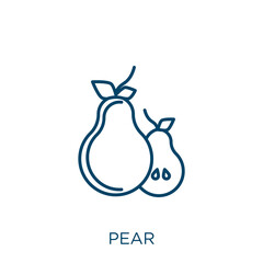 Poster - pear icon. Thin linear pear outline icon isolated on white background. Line vector pear sign, symbol for web and mobile.