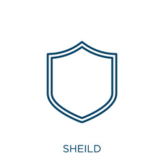 Poster - sheild icon. Thin linear sheild outline icon isolated on white background. Line vector sheild sign, symbol for web and mobile.