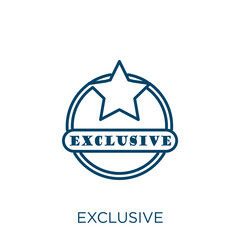 Poster - exclusive icon. Thin linear exclusive outline icon isolated on white background. Line vector exclusive sign, symbol for web and mobile.