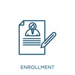 © IconArt - enrollment icon. Thin linear enrollment outline icon isolated on white background. Line vector enrollment sign, symbol for web and mobile.
