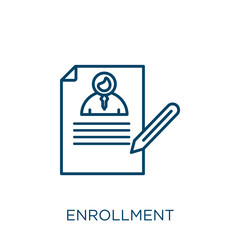 enrollment icon. Thin linear enrollment outline icon isolated on white background. Line vector enrollment sign, symbol for web and mobile.