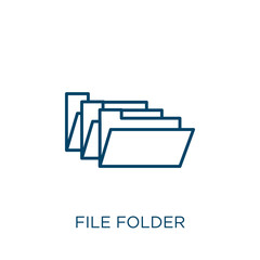 Poster - file folder icon. Thin linear file folder outline icon isolated on white background. Line vector file folder sign, symbol for web and mobile.