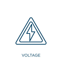 Poster - voltage icon. Thin linear voltage outline icon isolated on white background. Line vector voltage sign, symbol for web and mobile.