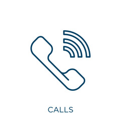 Poster - calls icon. Thin linear calls outline icon isolated on white background. Line vector calls sign, symbol for web and mobile.