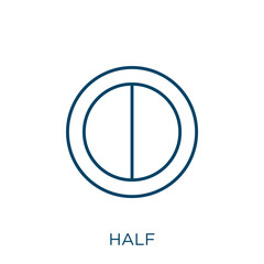 Poster - half icon. Thin linear half outline icon isolated on white background. Line vector half sign, symbol for web and mobile.