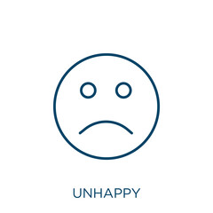 Poster - unhappy icon. Thin linear unhappy outline icon isolated on white background. Line vector unhappy sign, symbol for web and mobile.