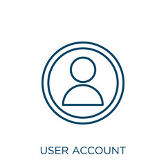 Poster - user account icon. Thin linear user account outline icon isolated on white background. Line vector user account sign, symbol for web and mobile.